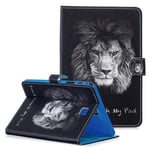 COOSTOREEU Galaxy Tab A 8.0 Inch (SM-T350 / SM-T355C) Case, Card Slot and Wallet, PU Leather and Folding Stand Smart Case Cover for Samsung Galaxy Tab A 8.0" T350 / T355C + 1 Free Stylus Pen, Lion