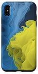 Coque pour iPhone XS Max Fond d'œuvre d'art bleu avec couleur jaune