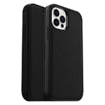 OtterBox Strada Case for iPhone 12 / iPhone 12 Pro, Shockproof, Drop proof, Premium Leather Protective Folio with Two Card Holders, 3x Tested to Military Standard, Black, No Retail Packaging