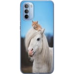 Motorola Moto G31 Transparent Mobilskal Katt och Häst