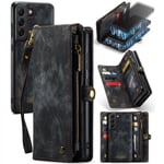 CaseMe Multi-Slot 2 i 1 Plånboksfodral Galaxy S22 Svart