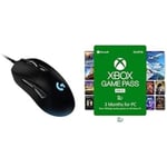 Logitech G403 Hero Wired Gaming Mouse, Hero 16K Sensor, 16000 DPI, RGB Backlit Keys, Adjustable Weights + Xbox Game Pass for PC (3 Months)