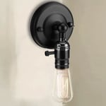 LAN Qiilu lamphållare vintage vägglampa E27 med strömbrytare för hemmabruk och dekoration 220V svart