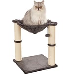 Amazon Basics Arbre à chat en forme de tour avec abri, lit hamac et griffoir - 41 x 51 x 41 cm, Gris