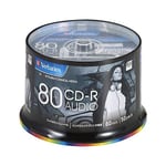 50 Verbatim JAPAN Blank CD-R for Audio Music CDR 80min White Label MUR80FP50 FS