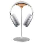 Headphone Stand, Beech Wood & Aluminium Headset Stand, Nature Beech Gaming Holder for AirPods Max, Beats, Bose, Sennheiser, Sony, Audio-Technica and More (Silver)