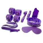 7 pc Adult Sex BDSM Purple Bondage Set Kit Hand Cuffs Mask Whip Rope Sexy SM Toy