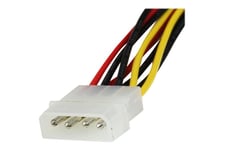 StarTech.com 12in LP4 to 2x Latching SATA Power Y Cable Splitter Adapter - 4 Pin LP4 to Dual SATA Y Splitter - strømforsyningsadapter - 4-PIN intern strøm til SATA strøm - 30 cm