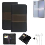 Wallet Case + headphones for Sony Xperia 5 V Protective Cover Brown
