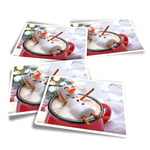 4x Rectangle Stickers - Marshmallow Man Hot Tub Chocolate #16701