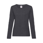 Fruit of the loom Ladies Valueweight Long Sleeve T - Dark Heather Grey / M