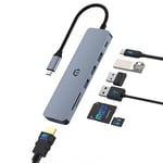 SUTOUG Station d'accueil 7 en 1 USB C Hub Multiport Adaptateur avec HDMI 100W PD Port de Charge, SD/TF Dock, 3 Ports USB 3.0 pour Ordinateur Portable de Type C