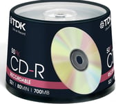 TDK CD-R DATA - 50 PACK Spindle 80 Mins 700MB / 52X - NEW & SEALED