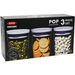 OXO Food Storage Containers Airtight 3 Piece Round Pop Container Set 10 x 14 cm