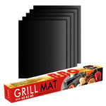 RONGJJ Extra BBQ Grill Mat, Set of 5 Non Stick Barbecue Baking Mats for Charcoal, Gas or Electric Grill - Heat Resistant, Reusable and Easy to Clean, 40 x 33cm Kitchen, 0.20MM Thick
