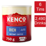 Kenco Rich Roast Instant Coffee Tin 6 x 750g - 2,490 Servings