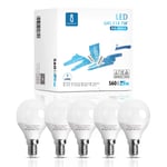 E14 Small Edison Screw Golf Ball Bulb, Aigostar G45 SES LED Light Bulbs 7W(43W Equivalent), 6400K Cool White E14 LED Bulb, 5 Pack , 520LM