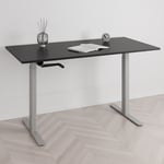 Höj och sänkbart skrivbord, vev, grått stativ, svart bordsskiva 180x80cm