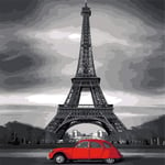 Paint by Numbers DIY Oil Painting kit Gray Tower Red Car 40x50cm Modern Pop Hand Digital Painting oil Tablet Adults and Kids Beginner Gift Kits Pre-Printed Canvas Colorful Wall Art Home Decor T5887