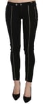 GALLIANO Jeans Black Low Waist Zipper Cropped Skinny Denim Pants s. W28