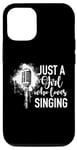 Coque pour iPhone 15 Singer Microphone vintage Motif fleurs chantantes Opéra