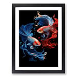 Siamese Fighting Fish Gothic No.3 Framed Wall Art Print, Ready to Hang Picture for Living Room Bedroom Home Office, Black A2 (48 x 66 cm)