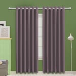 MOOORE Pink Lavender Bedroom Blackout Curtains, Eyelet Ring Top Thermal Insulated Soft Window Darkening Panel for Kitchen | Living Room | Nursery Decoration 90 X 90 Inch Drop Pink Lavender 2 Panels