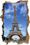 pixxp Rint 3D WD 2060 _ 92 x 62 Tour Eiffel Paris Ciel Bleu percée 3D Sticker Mural Mural en Vinyle, Multicolore, 92 x 62 x 0,02 cm