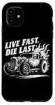 Coque pour iPhone 11 Live Fast Die Last Classic Hot Rod Flames Crâne