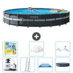 Intex Round Ultra XTR Frame Pool - 732 x 132 cm - Inklusive pump - Stege - Markduk - Lock Underhållspaket - Filtrera bollar - Rengöringskit Inklusive