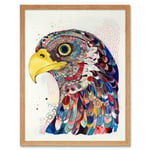 Bald Eagle Bird Folk Art Multicoloured Pattern Illustration Art Print Framed Poster Wall Decor 12x16 inch