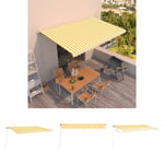 The Living Store Markis manuellt infällbar 500x300 cm gul och vit -  Markiser