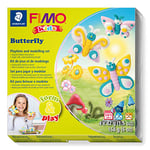 STAEDTLER 8034 10 LZ FIMO Kids Form&Play Playtime & Modelling Polymer Clay Set - "Butterfly" (Pack of 4 Blocks, Stickers, Modelling Tools & Background Scene)
