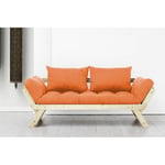 Inside75 Banquette méridienne style scandinave futon orange BEBOP couchage 75*200cm