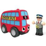 WOW Toys London Bus Basil Push Along Toy Vehicle With Driver Figure, 10 Months +
