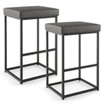 Set of 2 Bar Stools Dining Counter Height Chair Modern Upholstered Pub Stools