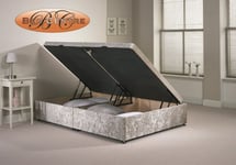 Divan Ottoman Side Lift Storage Bed Single 4'6 Double 5ft King Size AMAZING (4FT6 Double, Silver)