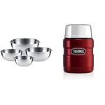 WMF Küchenschüssel Gourmet Set 4 TLG. 0645709990 & Thermos 184807 Stainless King Food Flask, Cranberry Red, 0.47 L