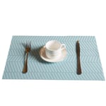 Table mats Set of 6 Stain Resistant Heat Insulation Non-Slip Washable Placemats by 30X45CM, Light Blue