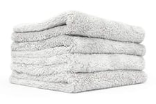 The Rag Company - Eagle Edgeless 500 - Professional Korean 70/30 Blend Super Plush Microfiber Detailing Towels, 500GSM, 16in x 16in, Ice Grey (4-Pack)