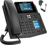 GEQUDIO Téléphone IP GX5+ avec Bloc d'alimentation - Compatible Free Pro, SFR Business et SIP VoIP - Kit Mains Libres Premium & 2X écrans Couleur - Guide d'installation PDF