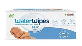 WaterWipes Plastic-Free Original Baby Wipes, 360 Count (6 packs), NEW