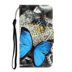Huawei P Smart (2020) - Mönstrad Läderfodral / plånboksfodral Blå Fjäril