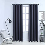 vidaXL Blackout Curtains with Metal Rings 2 pcs Anthracite 140x245 cm Room Hot