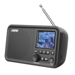 LEICKE Radio Portable avec Bluetooth 5.0 | Radio Dab/Dab+ et FM, écran Couleur 2,4", 80 préréglages, Radio de Cuisine avec câble ou Batterie de 2000mAh, Connexion MicroSD/TF/AUX, Fonctions d'alarme