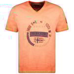 Geographical Norway jarico men Tee Shirt Coton Homme - T Shirts Classique Ete Avec Logo - Vetement Corps Manche Courte - Col V Coupe Reguliere Hommes - Été Toute Saison (CORAIL XL)