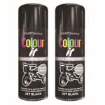 Colour It  Jet Black Spray Paint Gloss Finish Metal Plastic Wood Quick 400ml x 2