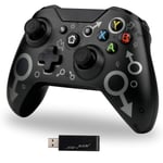 Lampelc TechKen Wireless Controller For Xbox One, Xbox Controller with 2.4GHZ Wireless Adapter, Xbox One Controller Compatible with Xbox One/Xbox One X/Xbox One S/PS3 and PC (Black)
