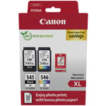Canon PG545XL Black CL546XL Colour Photo Value Pack For PIXMA TS3452 Printer