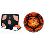 Football Flick Urban Target Pop Up Goal | Reversible Design | Foldable & Portable | Use Indoor Or Outdoor |Black/Orange and Urban Football, Size 5,Black & Orange